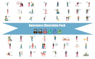 Awareness Illustration Pack – Social Causes, Charity, Environment & Community Support Vector Set