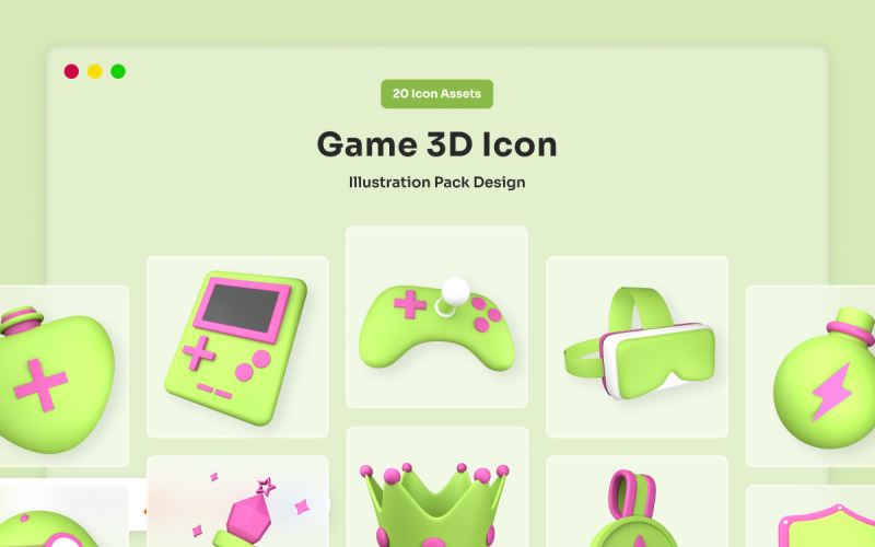 Colorful 3D Game Icon Set Model