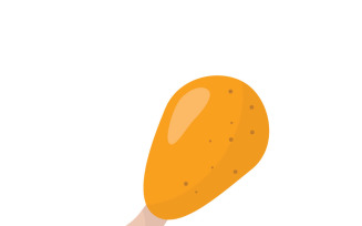 Crispy Fried Chicken Leg Vector Illustration Flat Icon