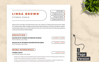 Fitness Coach Resume Template