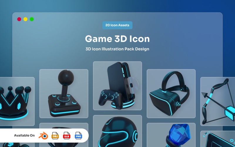 Futuristic Gaming 3D Icons Model