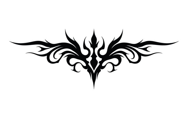 Modern Tribal Tattoo Vector Black Trace Logo Template