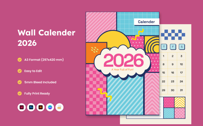 Playful Academic Wall Calendar Planner
