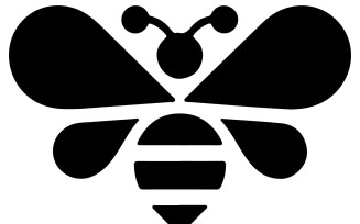 A minimalist logo design for a bee