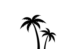 Black Palm Tree Silhouette Icon - Tropical Vector Graphic