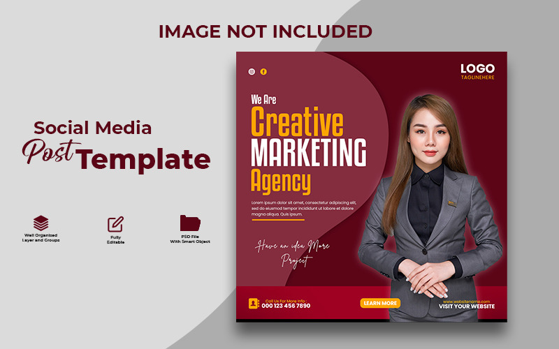 Creative Marketing Agency Social Media Post Template – Modern Business Promotion Design