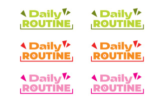 Daily Routine Text Logo Vector Set in Green, Orange, and Pink Colors