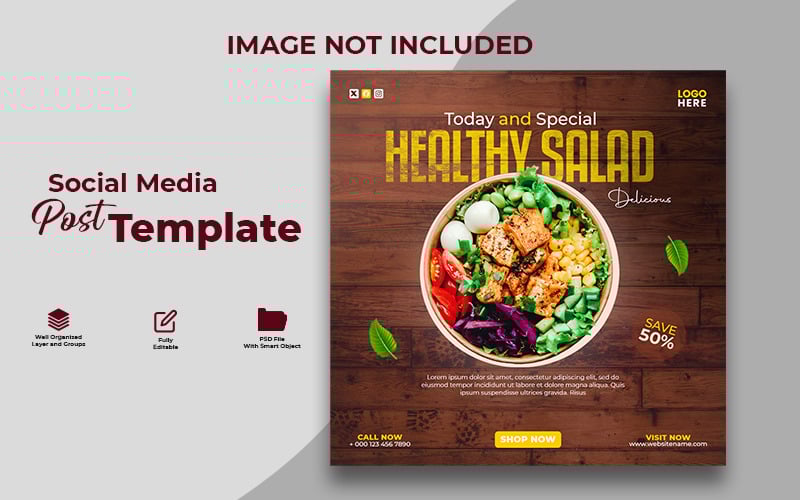 Healthy Salad Restaurant Social Media Banner Template