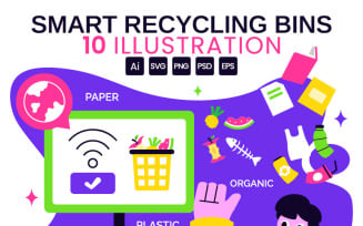 10 Smart Recycling Bins Illustration