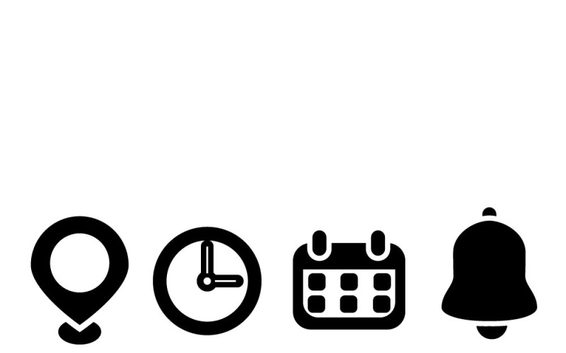 Location, Time, Calendar & Notification Icon Set