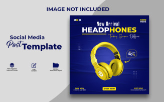 New Arrival Headphones Social Media Banner Template