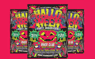 Halloween Party Celebration Flyer Poster Template