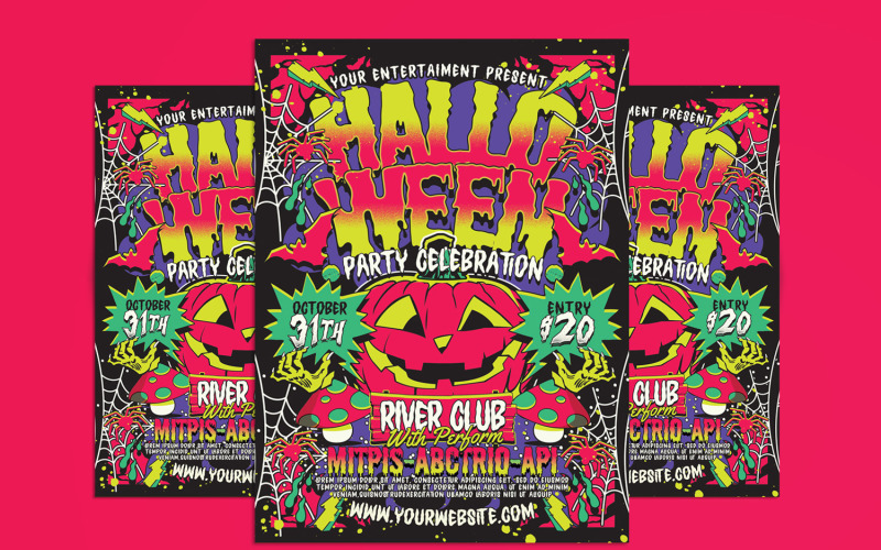 Halloween Party Celebration Flyer Poster Template Corporate Identity