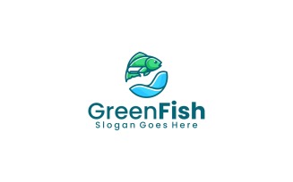 Mascot Green Fish Logo Design
