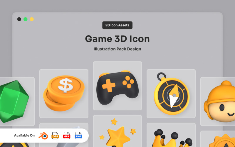 Playful 3D Game Icon Pack Model