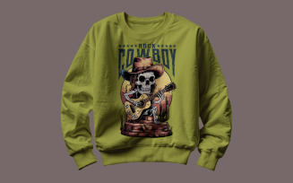 Rock Cowboy Shirt Design | Western Country Music PNG | Digital Sublimation T-Shirt Design