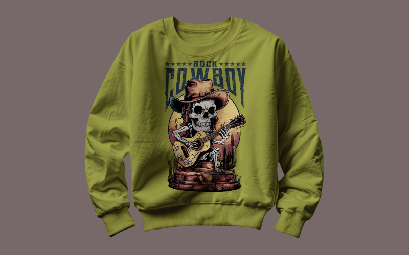 Rock Cowboy Shirt Design | Western Country Music PNG | Digital Sublimation T-Shirt Design T-shirt