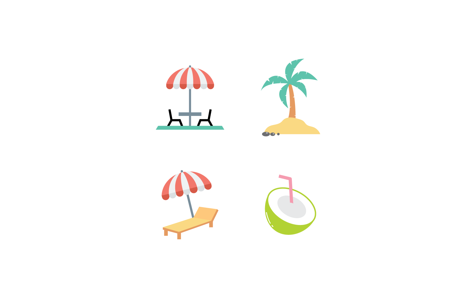 beach set logo design illustration icon template