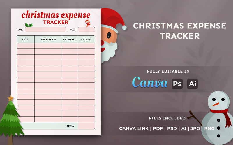 Christmas Expense Tracker | Holiday Planner Template for Budgeting & KDP Interiors