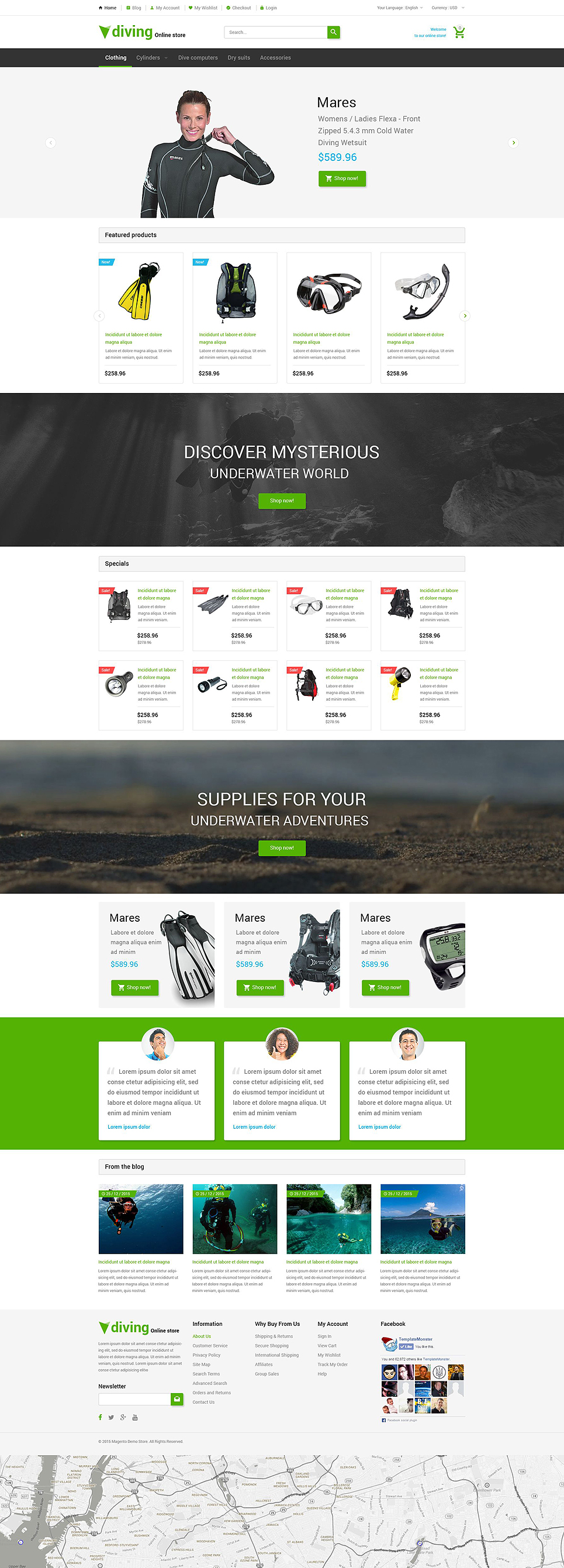 Deep Blue Dive Magento Theme New Screenshots BIG