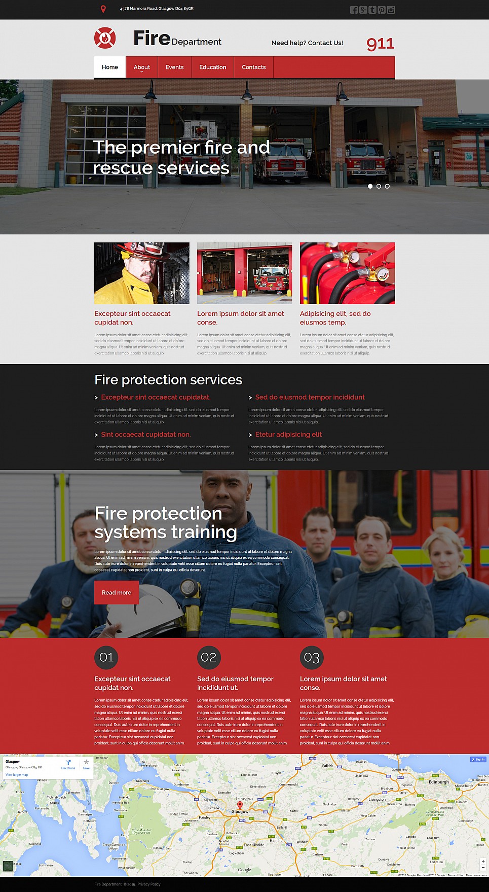 Fire Department Responsive Moto CMS 3 Template New Screenshots BIG