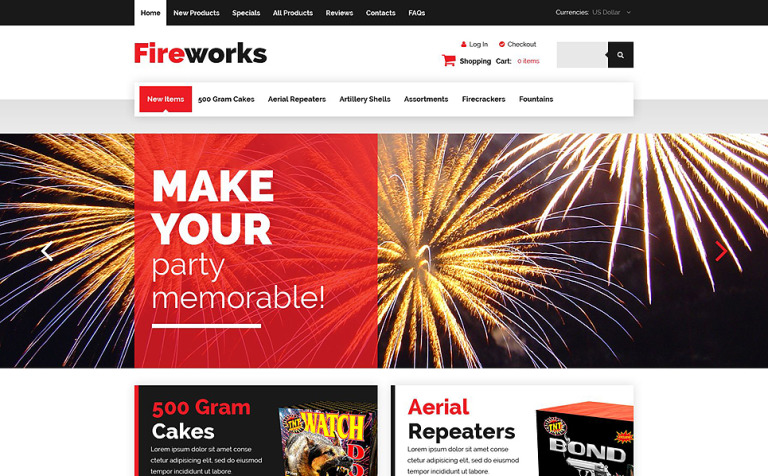 fireworks shop zencart template 54620