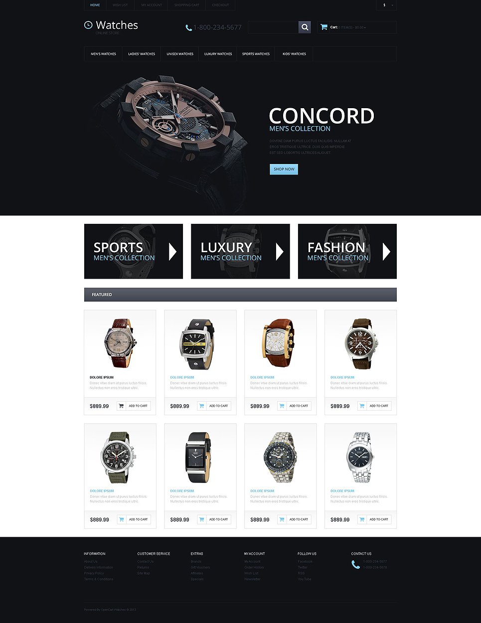 Watches Responsive OpenCart Template New Screenshots BIG