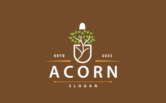 Acorn Logo Nut Design Oak Simple Vector V2