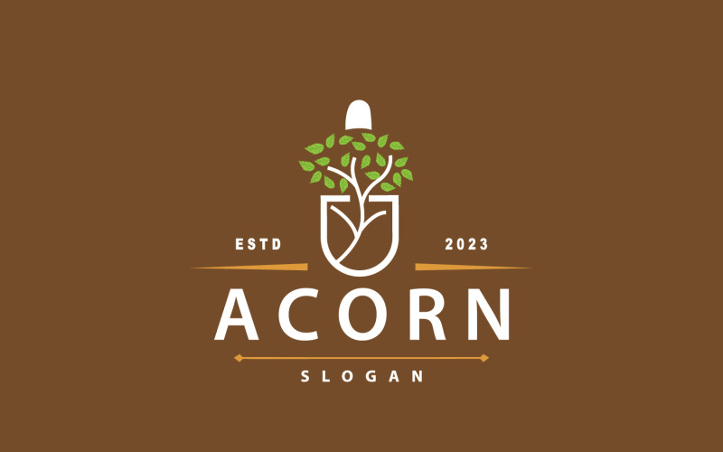 Acorn Logo Nut Design Oak Simple Vector V2 Logo Template