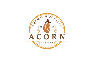 Acorn Logo Nut Design Oak Simple Vector V3
