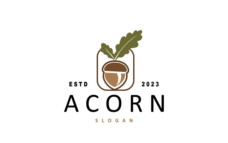 Acorn Logo Nut Design Oak Simple Vector V7 Logo Template