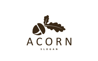 Acorn Logo Nut Design Oak Simple Vector V8