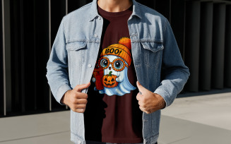 Cute Halloween Ghost Digital Shirt Design | Spooky PNG