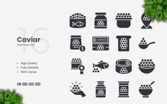 16 Caviar Solid Icons Set