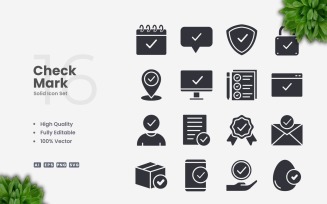 16 Check Mark Solid Icons Set