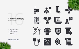 16 Chemotherapy Solid Icons Set