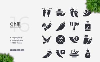 16 Chili Solid Icons Collection