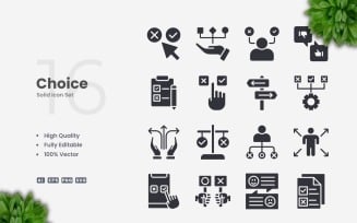 16 Choice Solid Icons Set