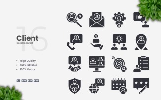 16 Client Solid Icons Set
