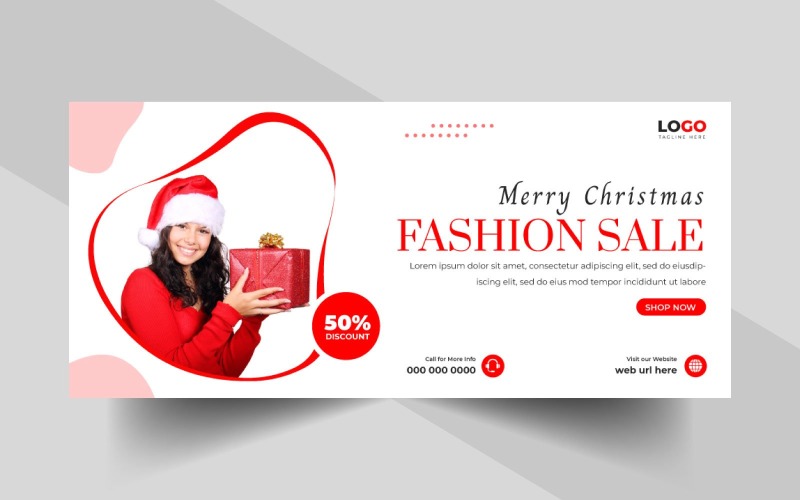 Christmas Sale Facebook Cover Banner Ver-3 Social Media