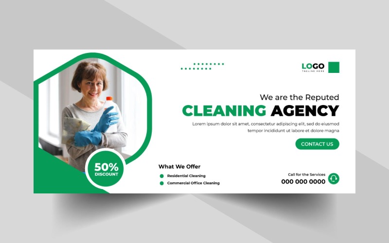 Cleaning Service Facebook Cover Banner Ver-2 Social Media