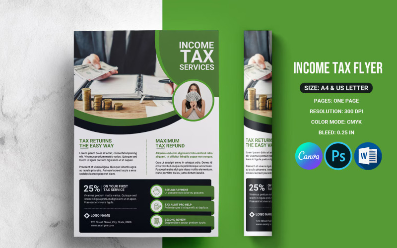 Income Tax Flyer Template | Professional Tax Service Marketing Design Corporate Identity