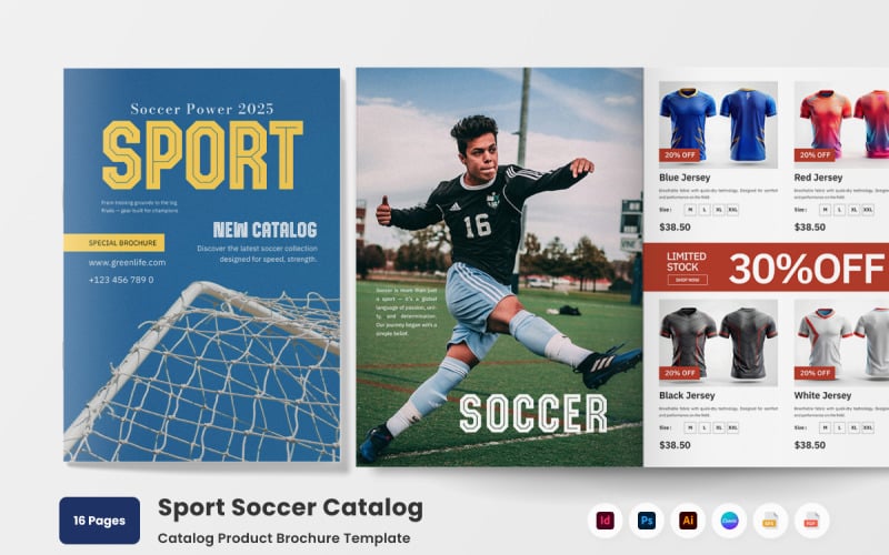 Modern Football Brand Catalog Magazine Template