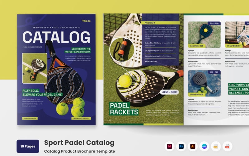 Sport Padel Catalog Brochure Magazine Template