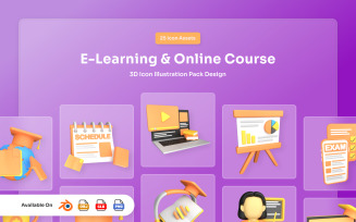 E-Learning and Online Course 3D Icon Pack