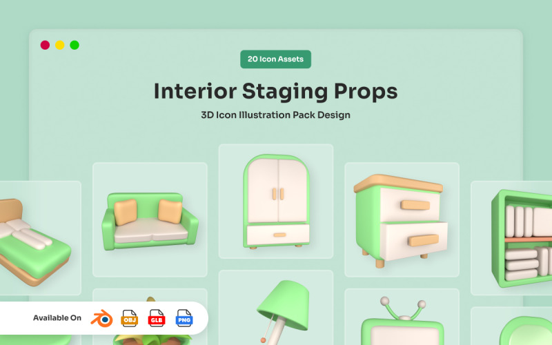 Interior Decor 3D Icon Collection Model