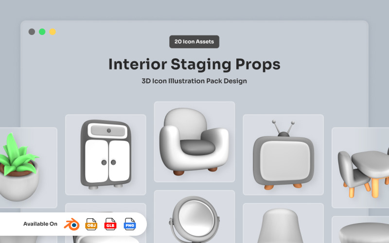 Stylish Room Props 3D Pack Model