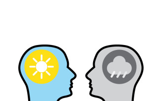 Optimist Pessimist Psychology Concept Vector Illustration