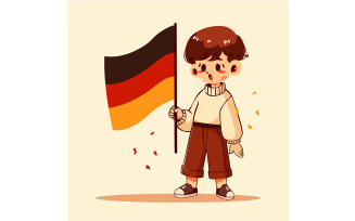 Cartoon Boy Holding German Flag