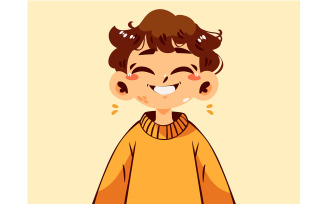 Cartoon Boy with Big Smile